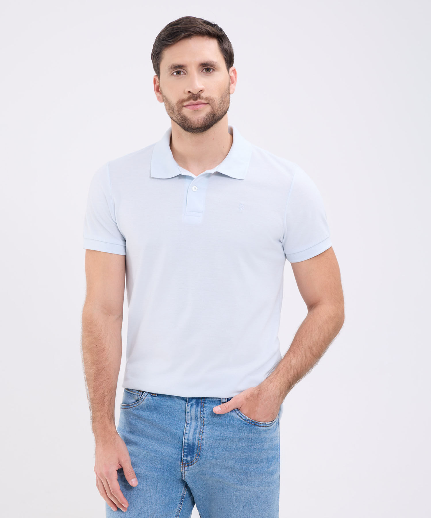 Polo Unicolor Para Hombre