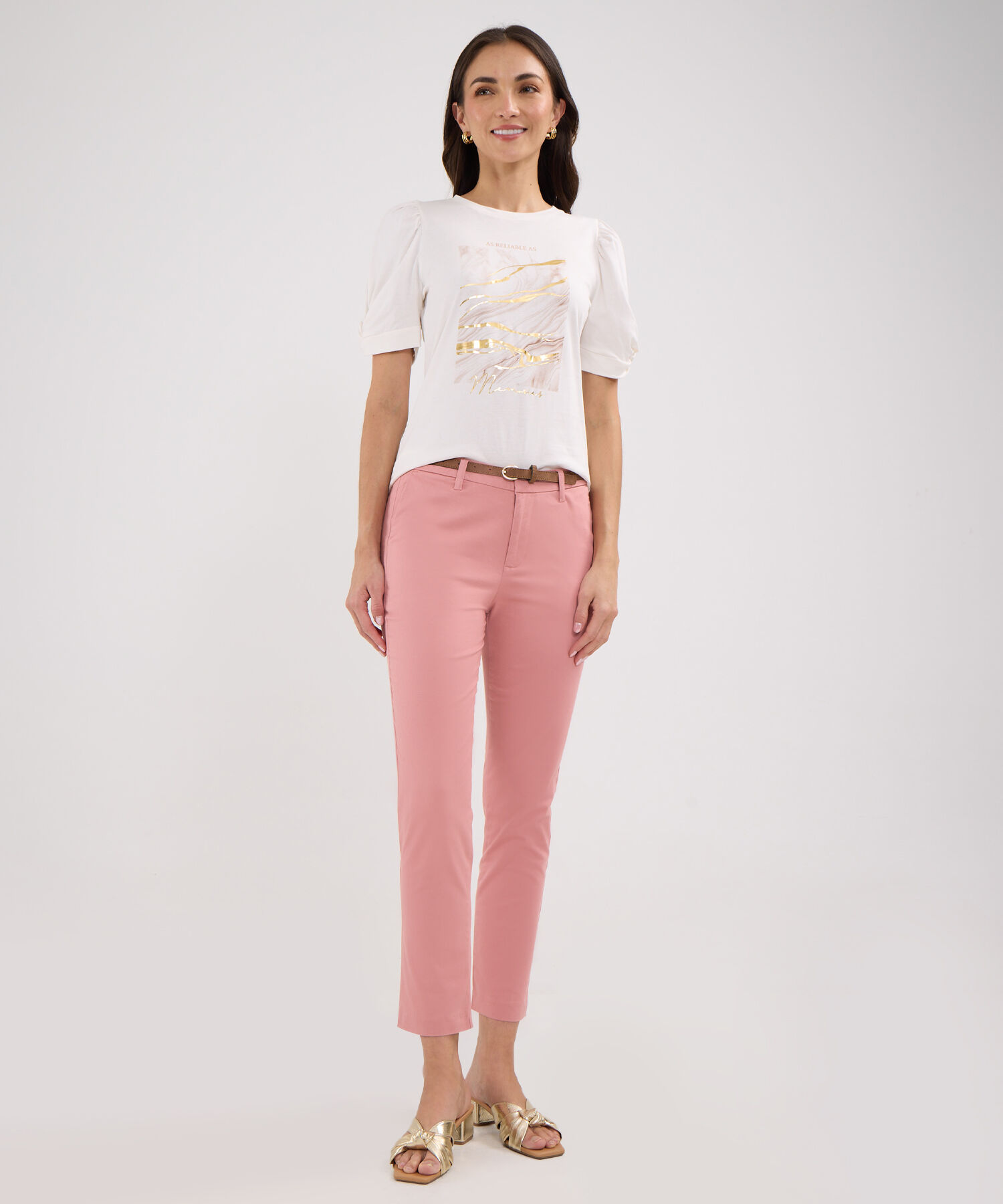 Pantalon Unicolor Chino Con Cinturon