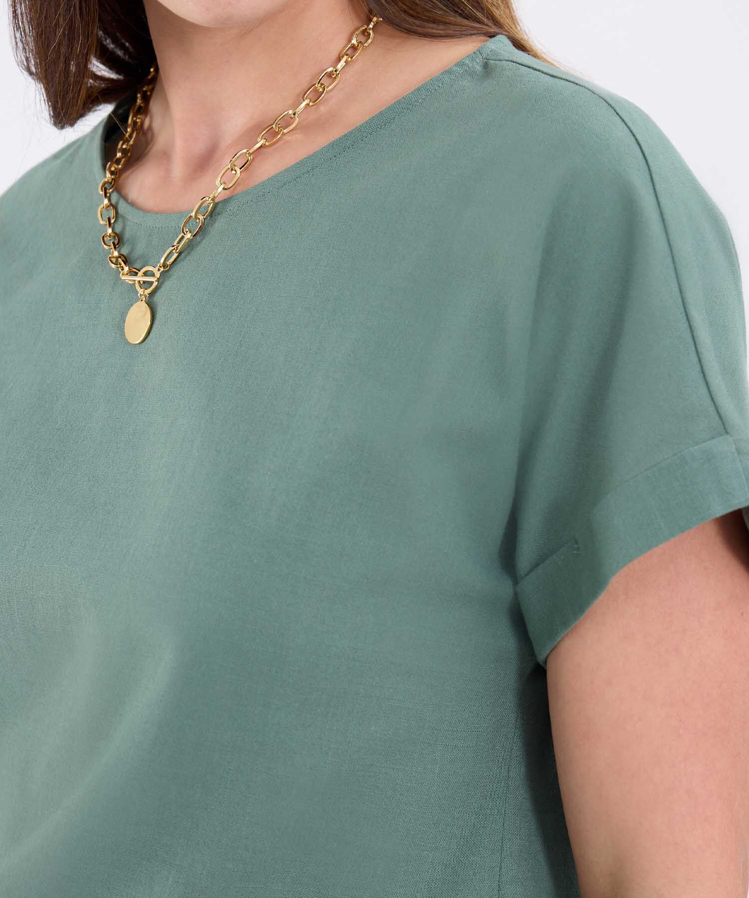 Blusa Manga Corta Unicolor