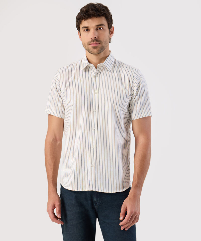 Camisa A Rayas De Corte Recto Para Hombre