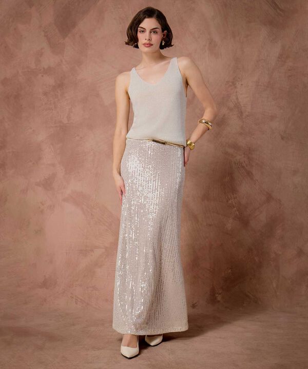 Top De Punto Acanalado Cuello V Mujer