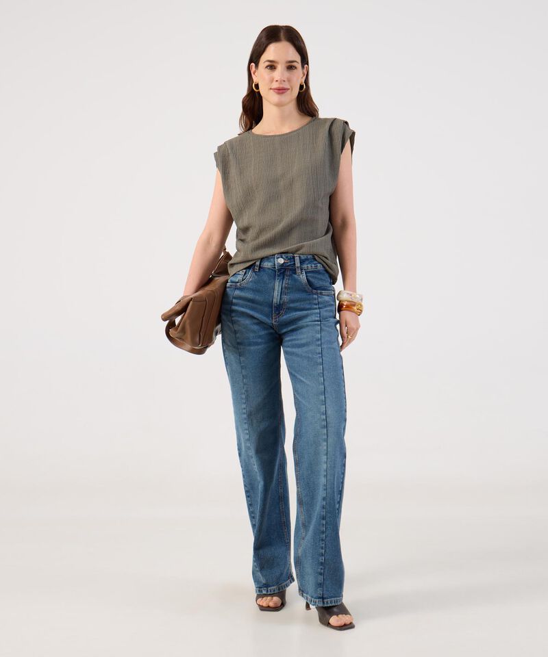 Jean Recto con Costuras Frontales para Mujer