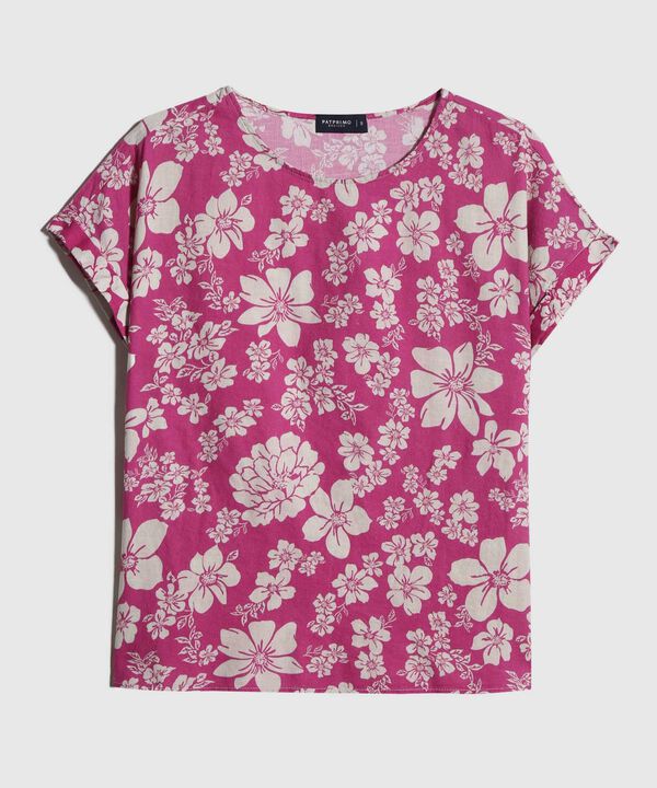 Blusa Estampada en Efecto Lino