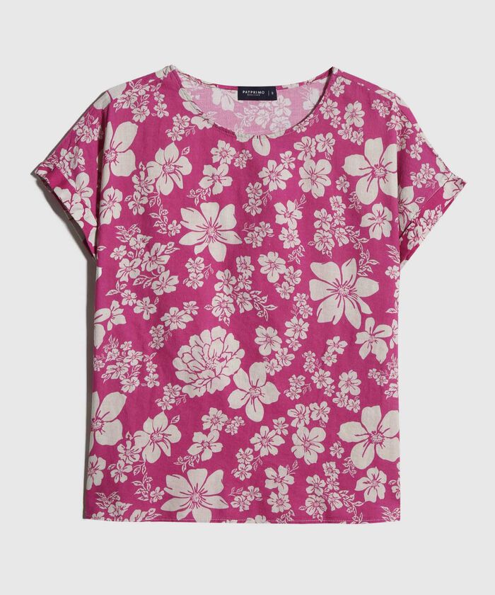 Blusa Estampada en Efecto Lino