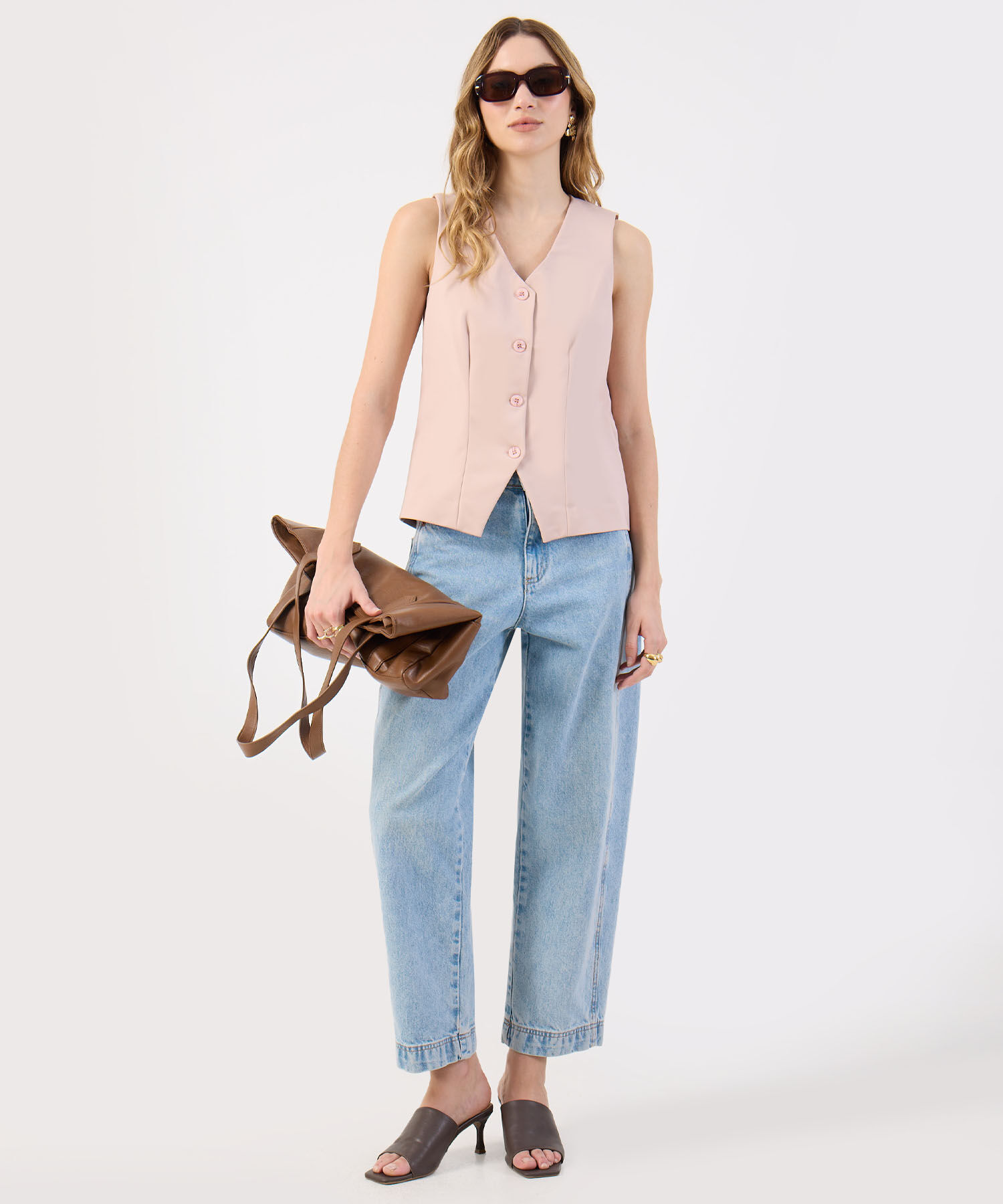 Chaleco Sastre Mujer Escote V Abotonado