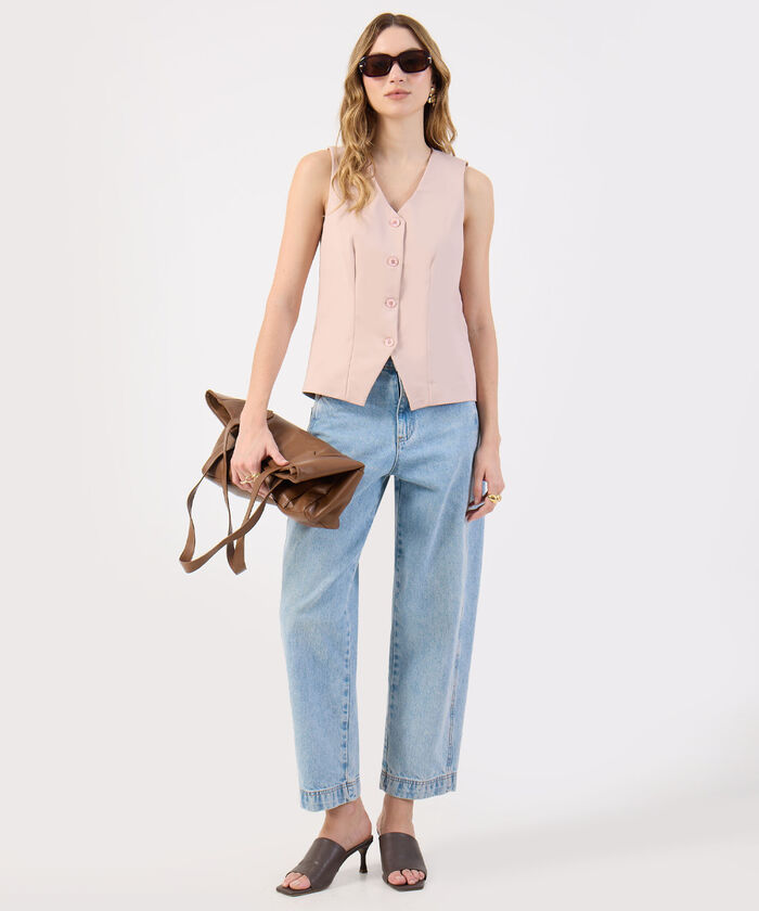 Chaleco Sastre Mujer Escote V Abotonado