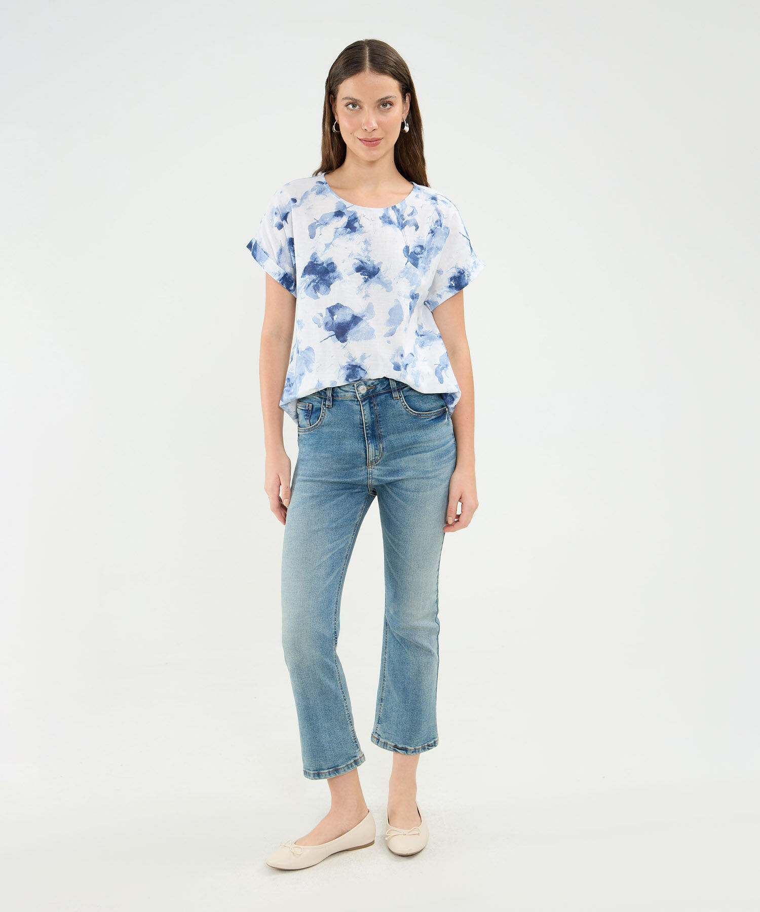 Jean Cropped Flare Para Mujer