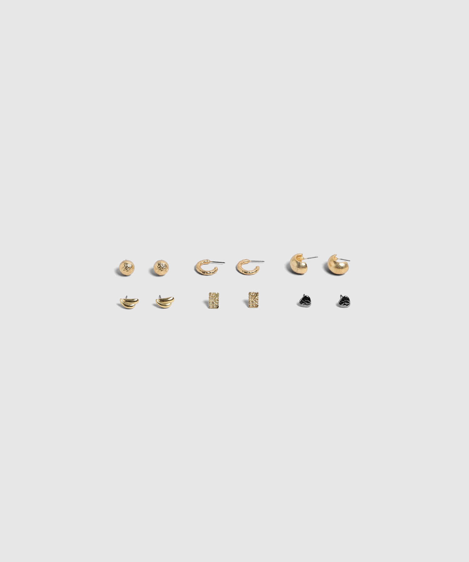 Set 6 Pares Aretes Met&aacute;licos Texturizados Mujer