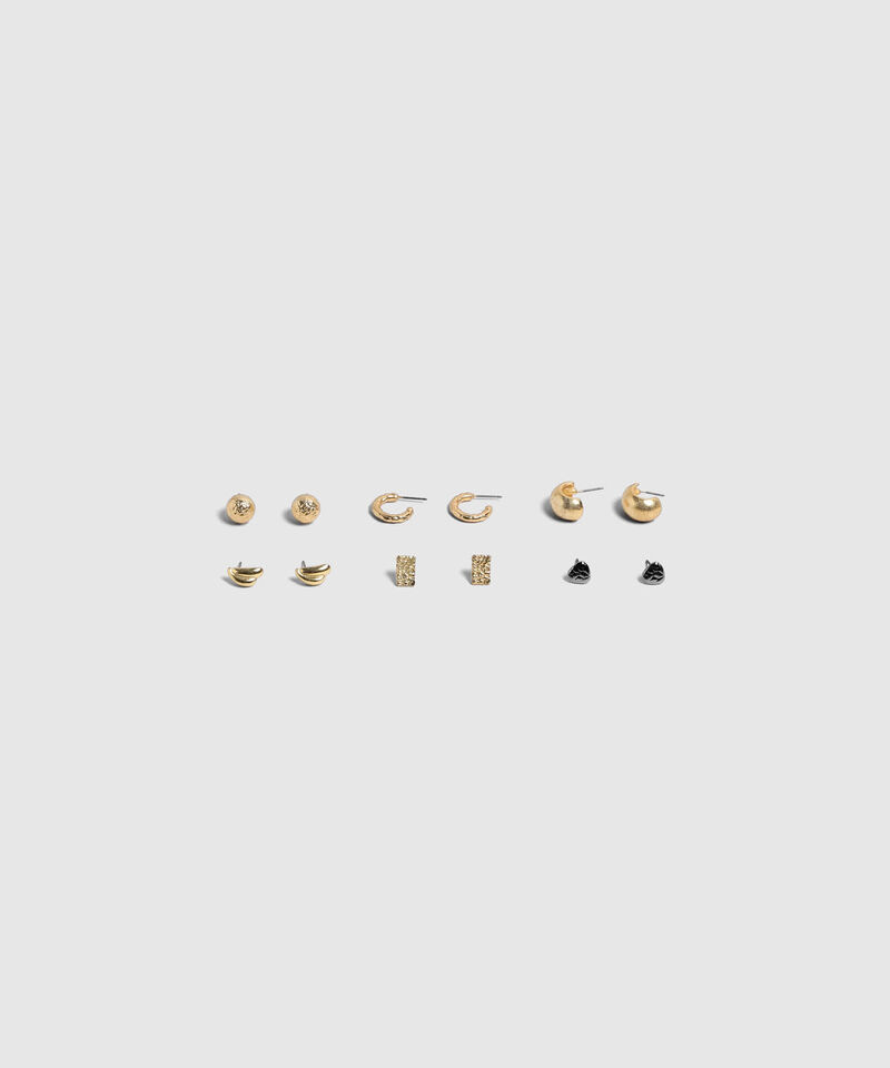 Set 6 Pares Aretes Met&aacute;licos Texturizados Mujer