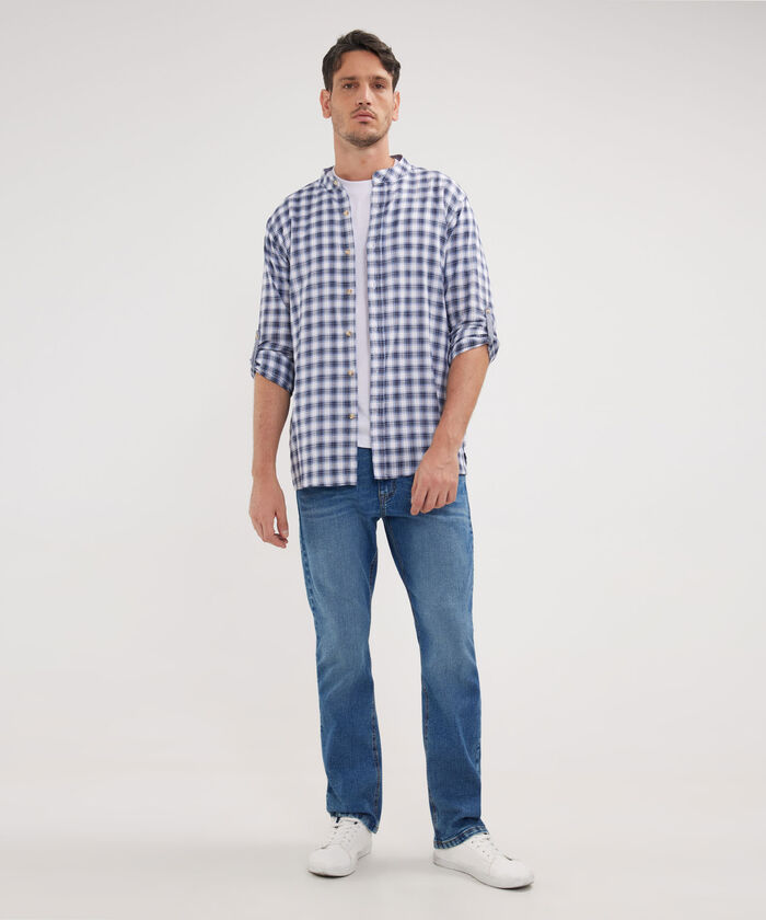 Camisa Manga Larga Cuello Mao Preteñido