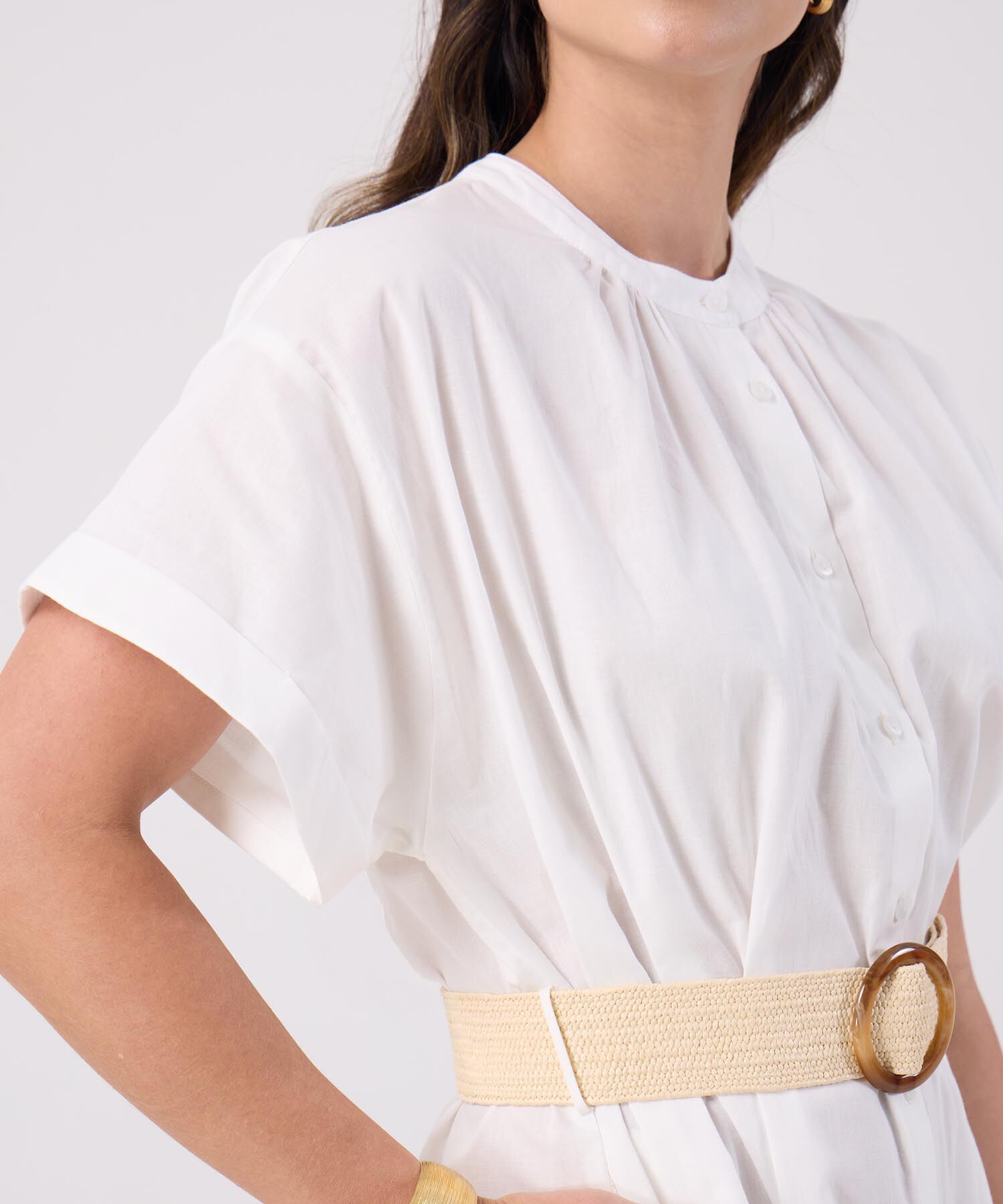 Vestido Unicolor Con Cinturon 