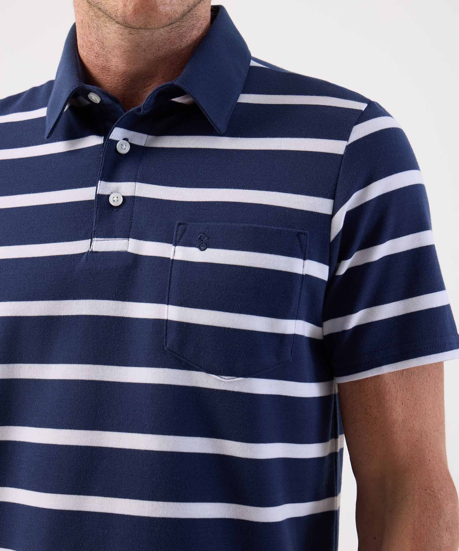 Polo a Rayas Cl&aacute;sico con Bolsillo Para Hombre