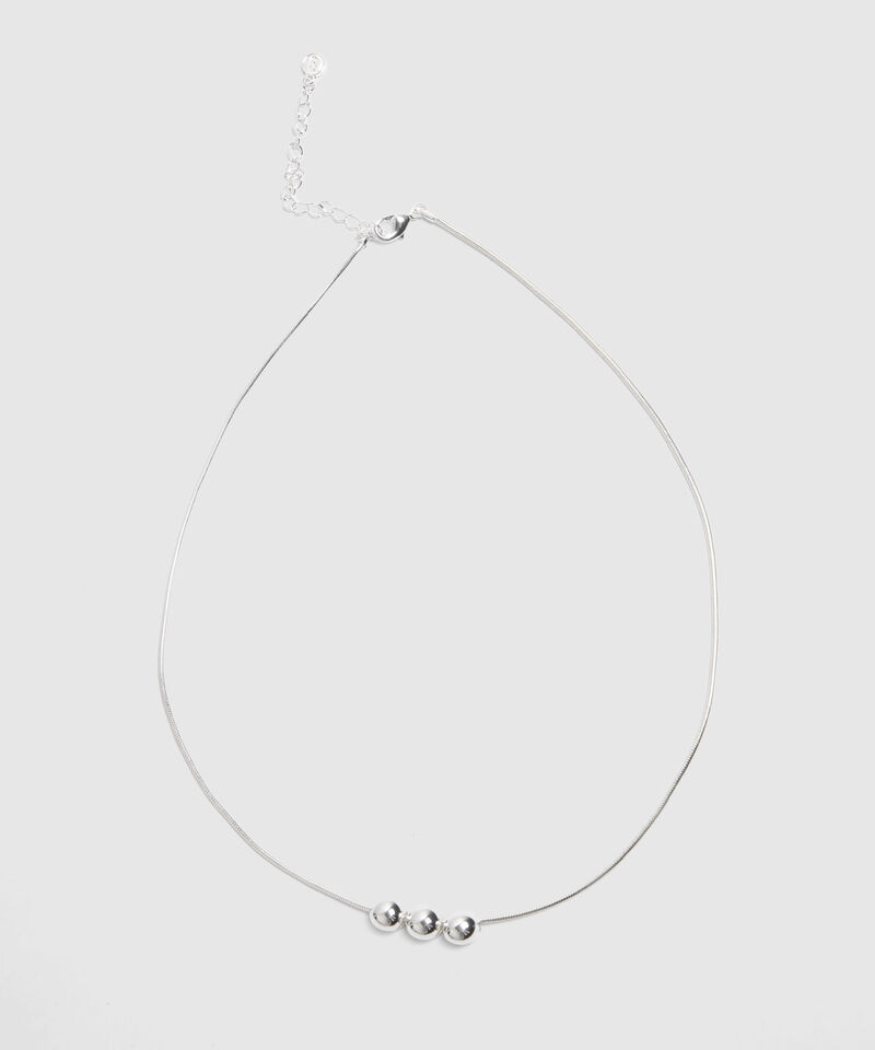 Collar Plateado Con Esferas Met&aacute;licas 