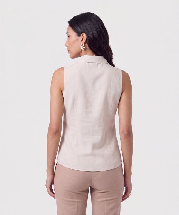Camisa Sin Mangas Cuello Cl&aacute;sico Mujer