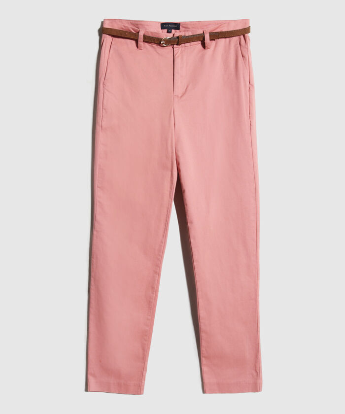 Pantalon Unicolor Chino Con Cinturon