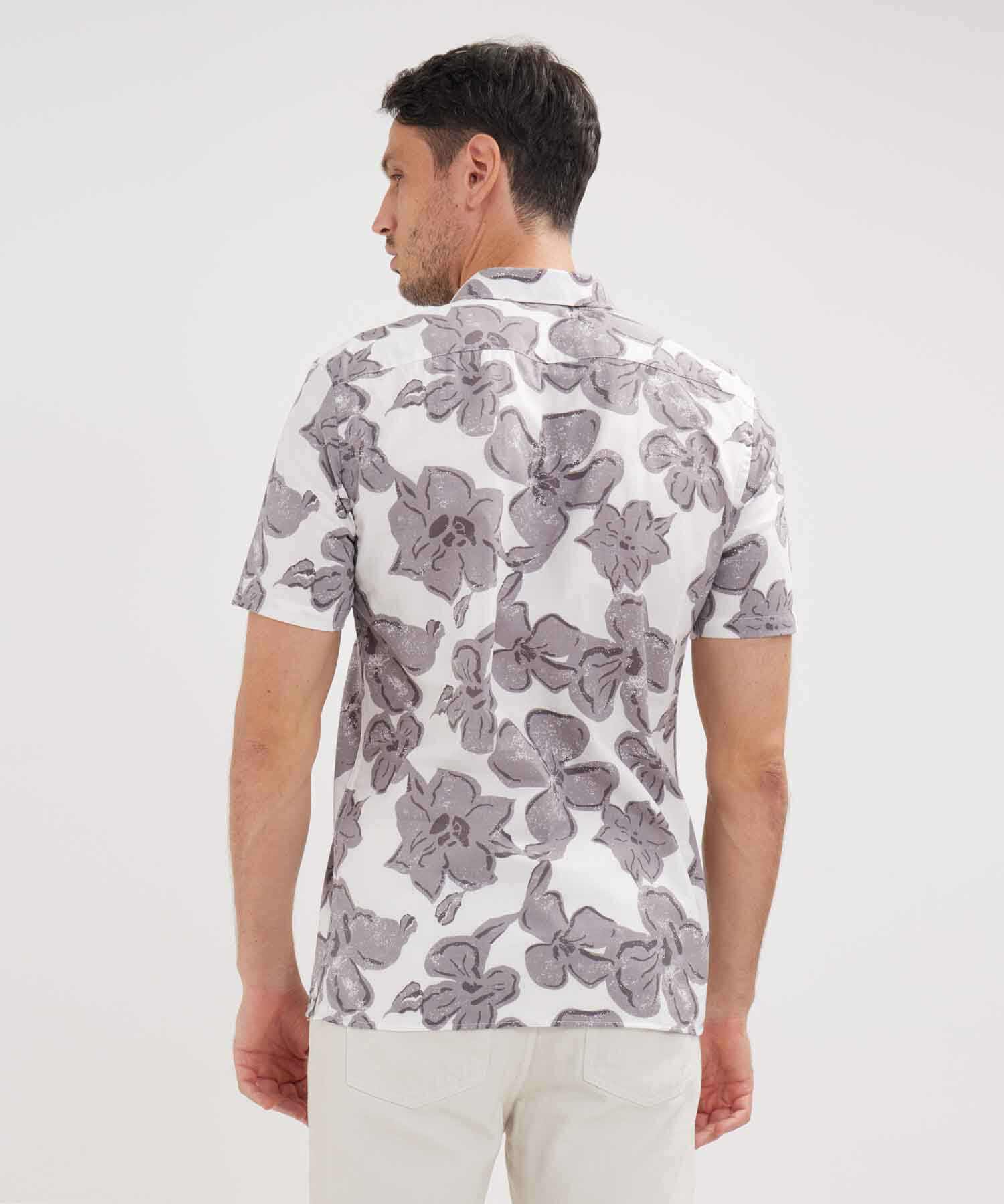 Camisa Manga Corta Estampada Base Lino