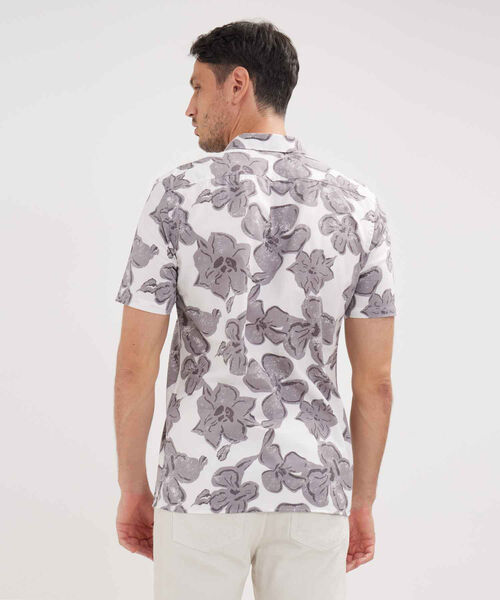 Camisa Manga Corta Estampada Base Lino