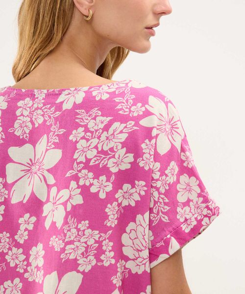 Blusa Estampada en Efecto Lino