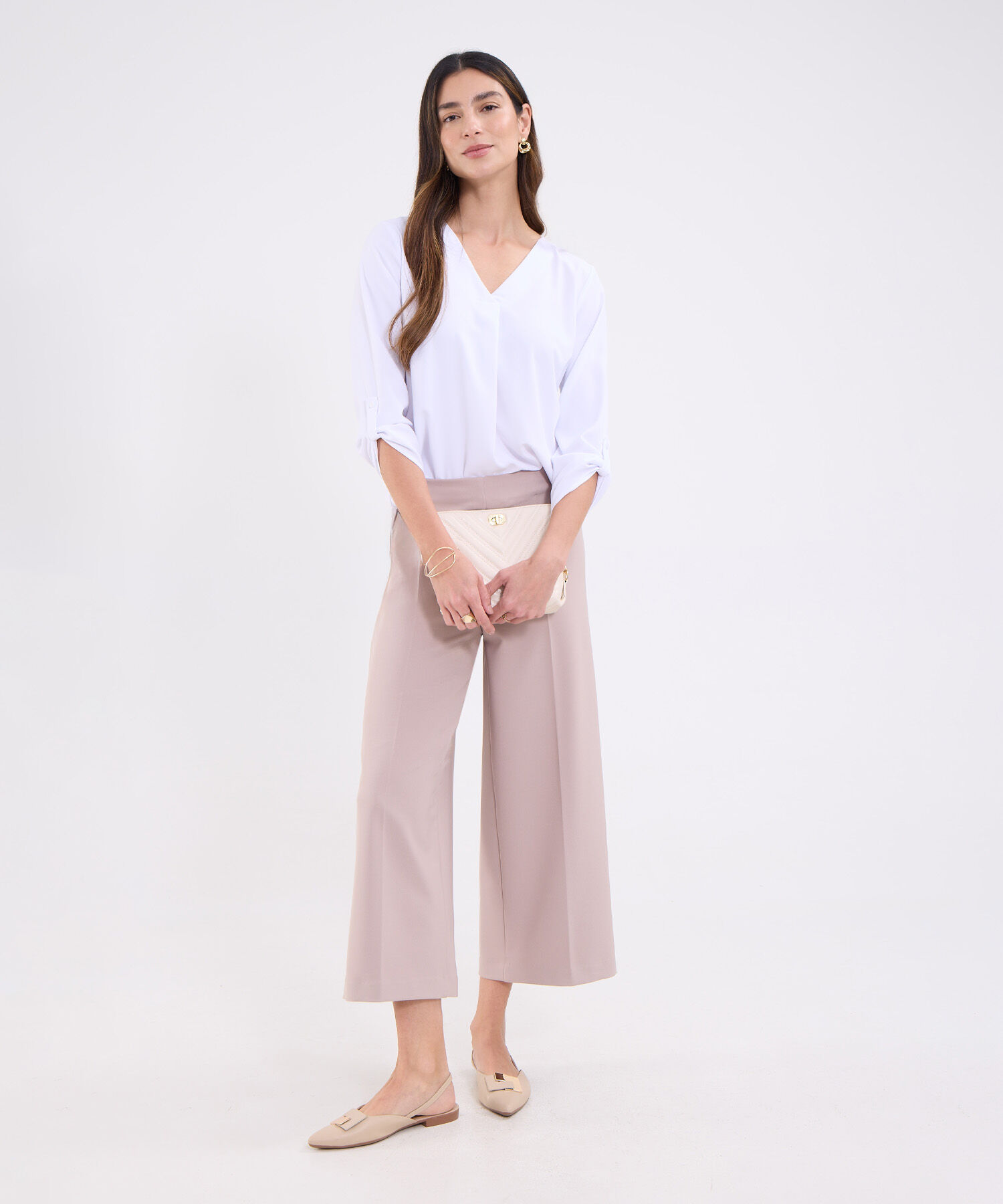 Blusa manga 3/4 unicolor para mujer