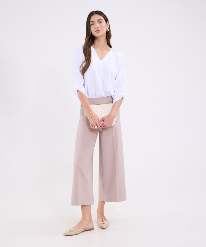 Blusa manga 3/4 unicolor para mujer