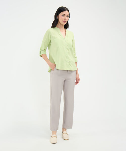 Blusa Cuello Mao en Efecto Lino image number null