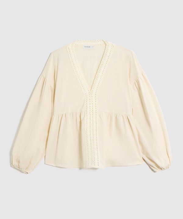 Blusa de Manga Larga con Encaje para Mujer image number null