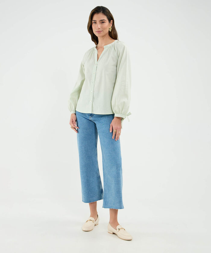 Blusa Manga Larga Efecto Lino