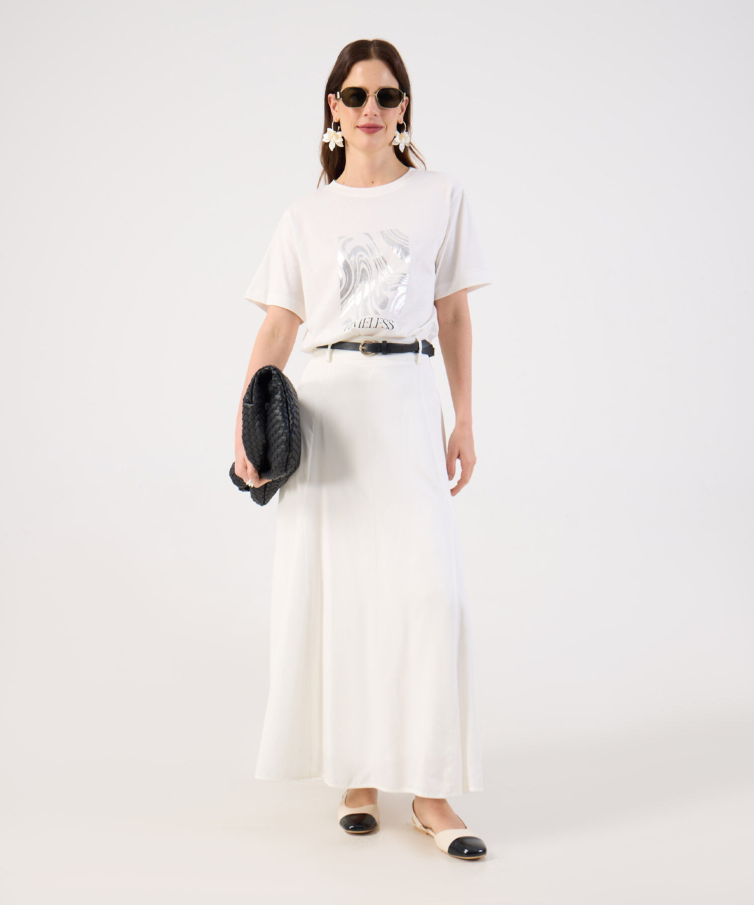 Camiseta Estampada Cuello Redondo Para Mujer